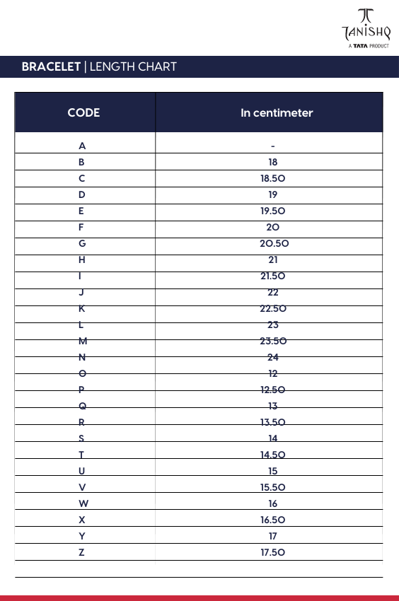  Bracelet Size CHart