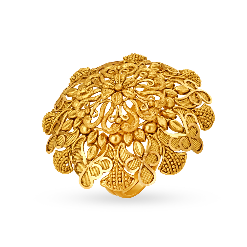 Buy Lavish 22 Karat Yellow Gold Floral Statement Ring at Best Price