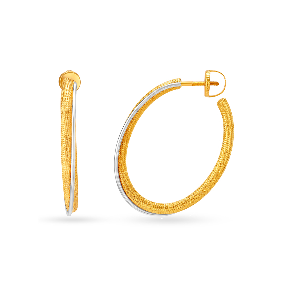Buy Contemporary Gold Hoop Earrings at Best Price Tanishq Singapore Online Store